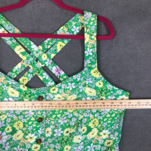 Loft floral sleeveless crossover back buttons midi dress size 16 - Picture 6 of 6